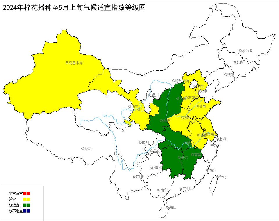 2024年棉花播种至5月上旬气候适宜指数等级图.bmp
